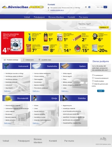 Būvniecības ABC lielveikali, Optimera Latvia – mājaslapas www.buvniecibas-abc.lv ekrānuzņēmums